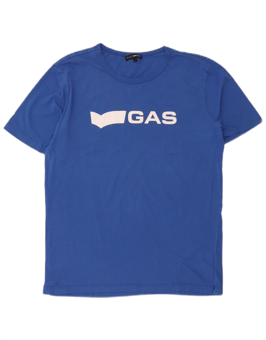 Camiseta gráfica masculina Gas Top grande algodão azul