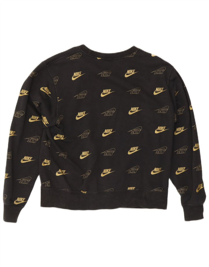 Nike feminino gráfico oversized moletom jumper reino unido 10 pequeno algodão preto