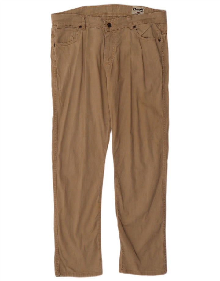 Calça casual reta Texas WRANGLER masculina W34 L32 algodão bege