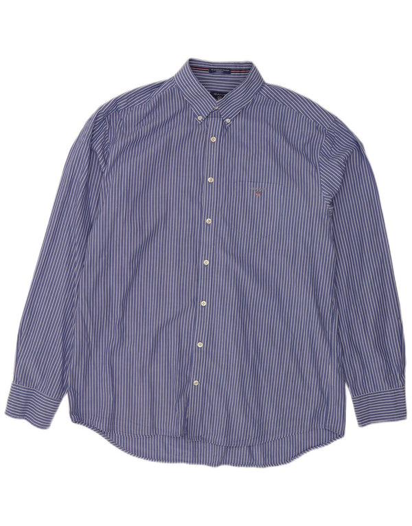 Camisa masculina Gant Regular Fit tamanho 43/44 17 1/2 XL algodão listrado azul