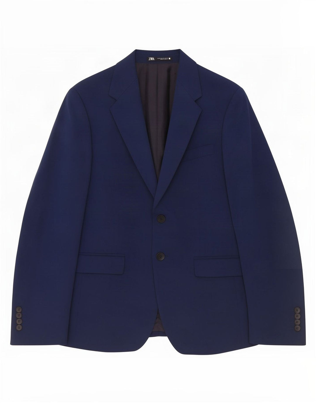 Jaqueta blazer masculina Zara com 2 botões UE 46 pequena azul marinho