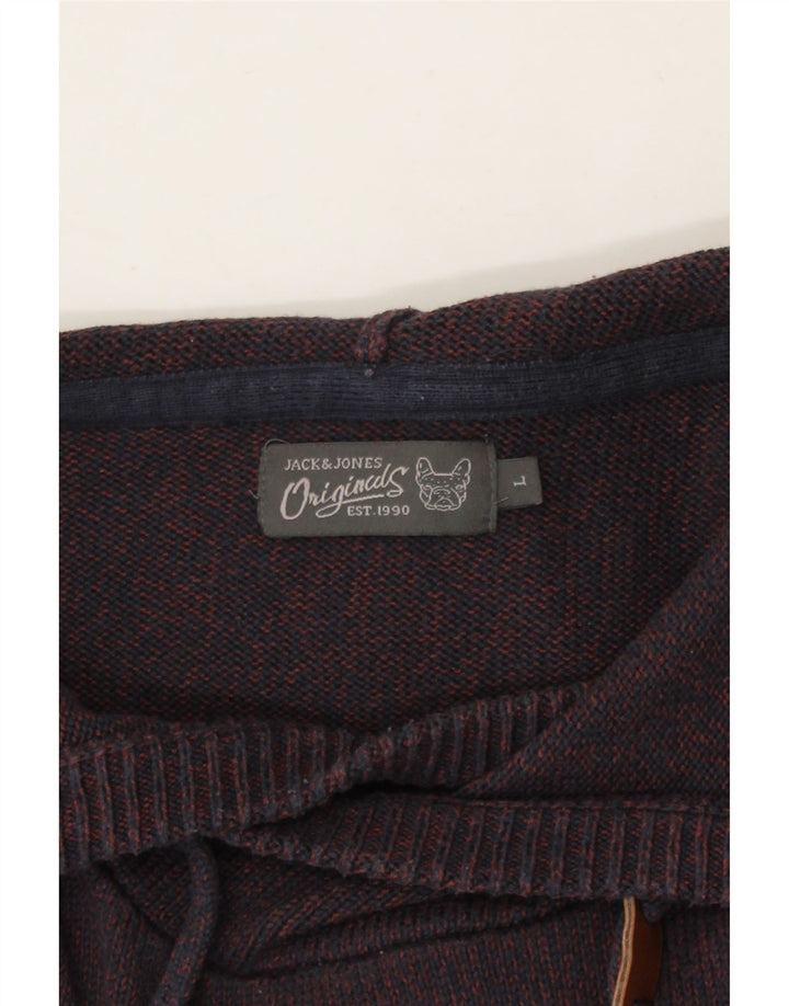JACK & JONES Mens Hoodie Jumper Large Maroon Flecked Acrylic Vintage Jack & Jones and Second-Hand Jack & Jones from Messina Hembry 