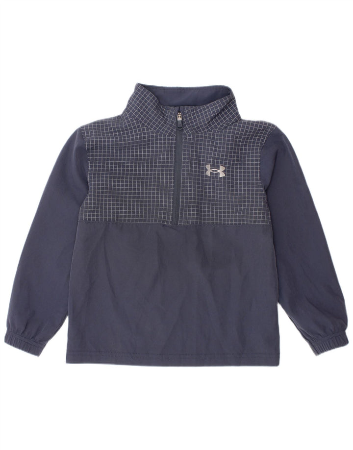 UNDER ARMOUR Boys Graphic Pullover Tracksuit Top 2-3 Years Navy Blue Check