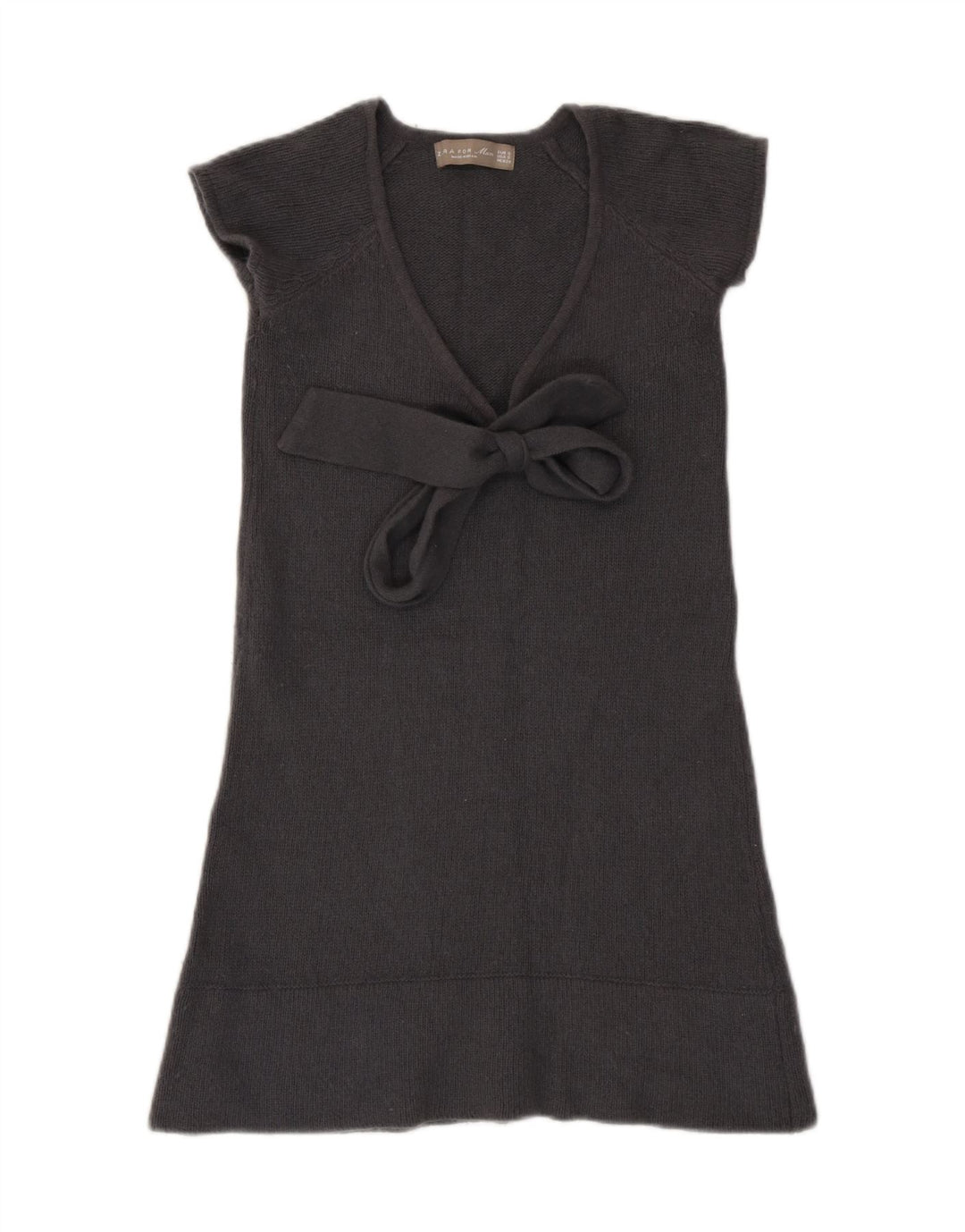 Zara vestido feminino com amarração frontal, Reino Unido 8, pequeno, cinza, lã