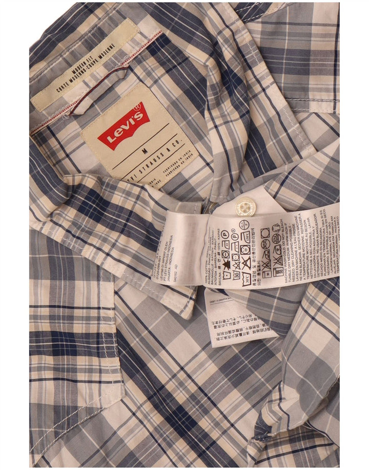 Camisa masculina Levi's Modern Fit média azul marinho xadrez algodão