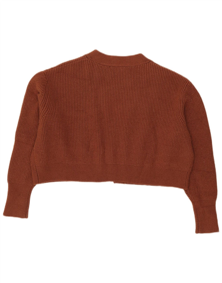Suéter Zara feminino oversized crop aberto cardigan Reino Unido 14 médio marrom