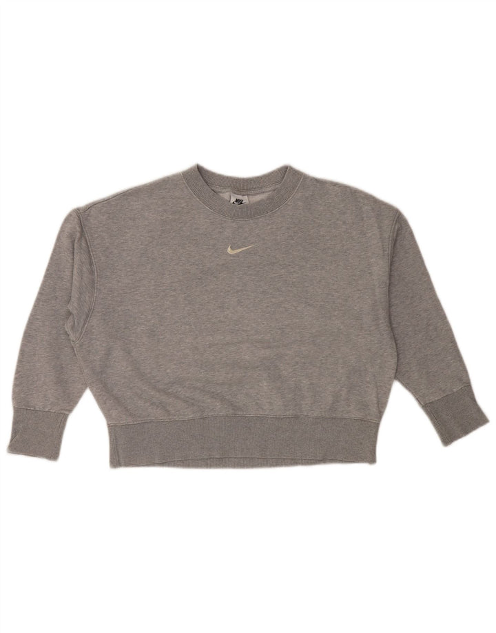 NIKE Womens Oversized Crop Batwing Moletom Jumper UK 6 XS Cinza