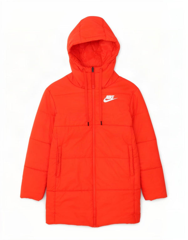 Casaco acolchoado reversível gráfico grande Nike feminino UK 10 pequeno laranja