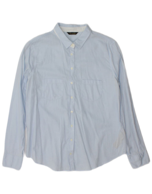 Camisa feminina Massimo Dutti tamanho 42 grande algodão listrado azul