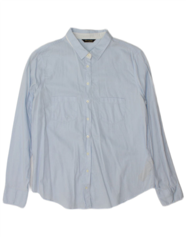 Camisa feminina Massimo Dutti tamanho 42 grande algodão listrado azul