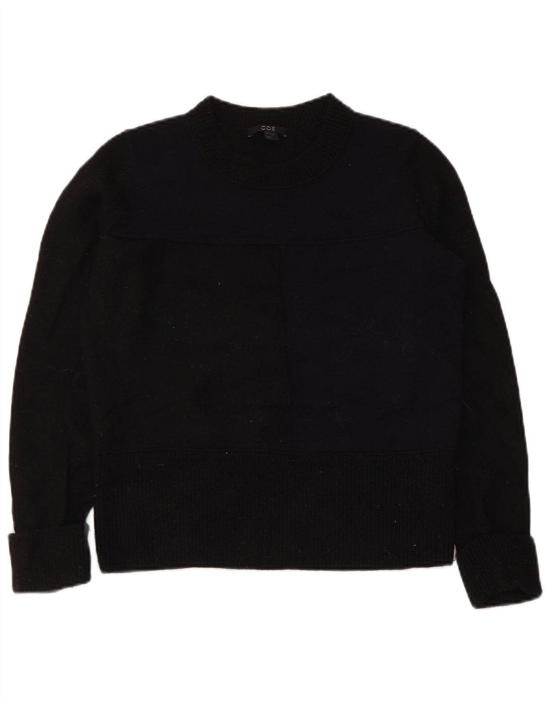 Suéter feminino Cos com gola redonda UK 10 lã preta pequena
