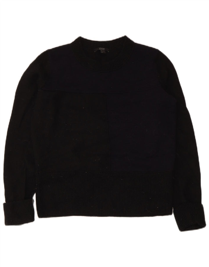 Suéter feminino Cos com gola redonda UK 10 lã preta pequena