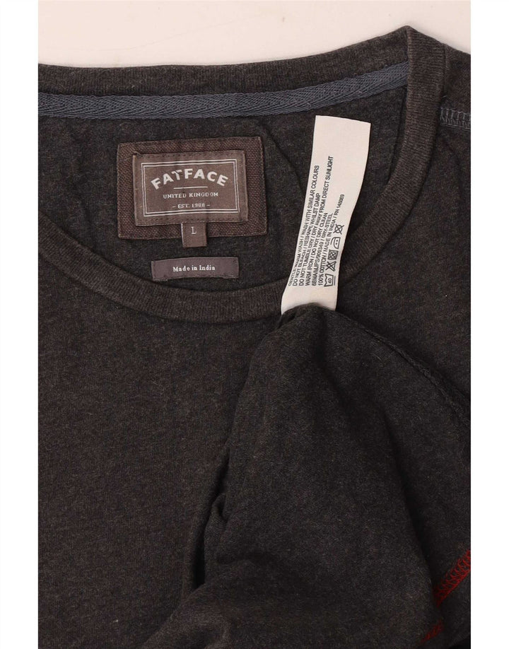 Camiseta masculina Fat Face Top grande algodão cinza