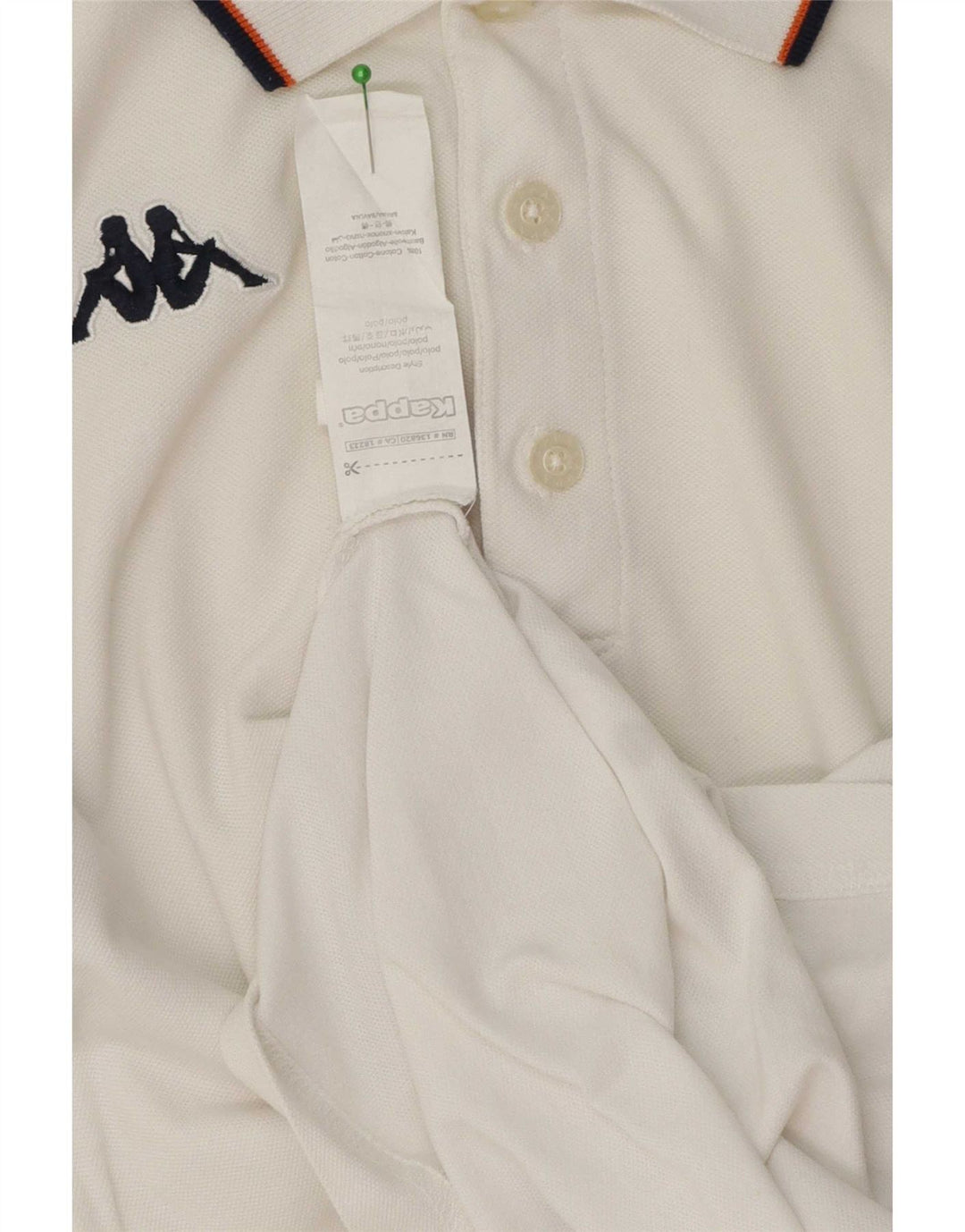 Camisa polo masculina Kappa pequena listrada branca de algodão