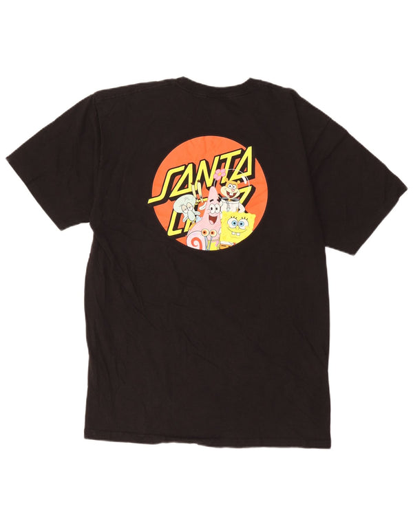 Santa Cruz Mens SpongeBob Graphic T-Shirt Top Médio Algodão Preto