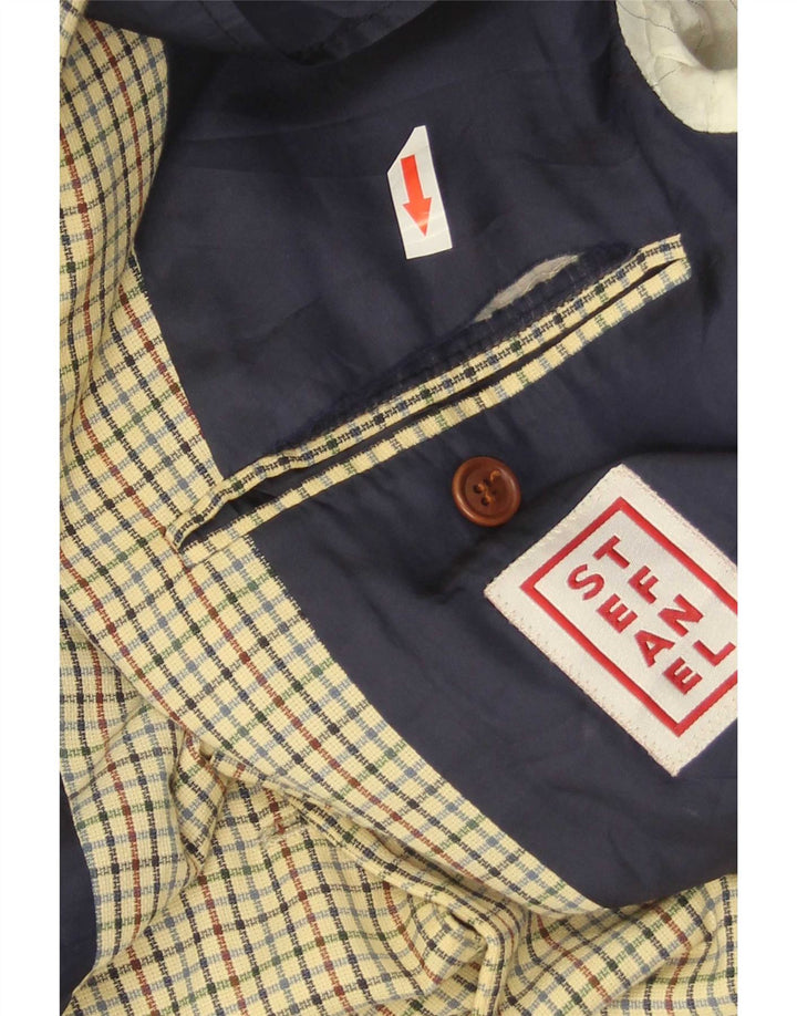 Jaqueta Blazer Masculina Stefanel com 3 Botões Reino Unido 38 Xadrez Bege Médio