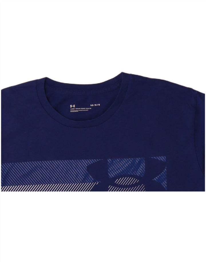 Camiseta gráfica masculina UNDER ARMOUR grande algodão azul