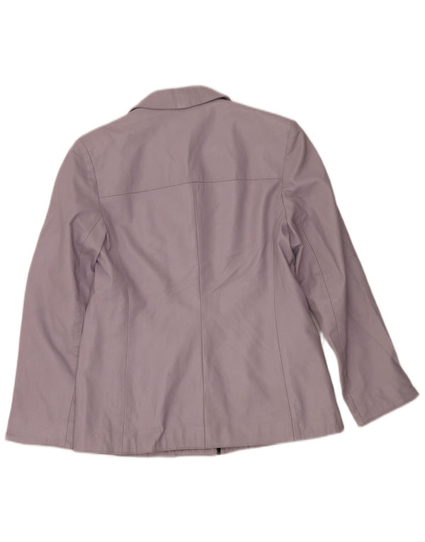 Jaqueta blazer feminina de couro com zíper completo Alta Moda IT 50 XL couro roxo