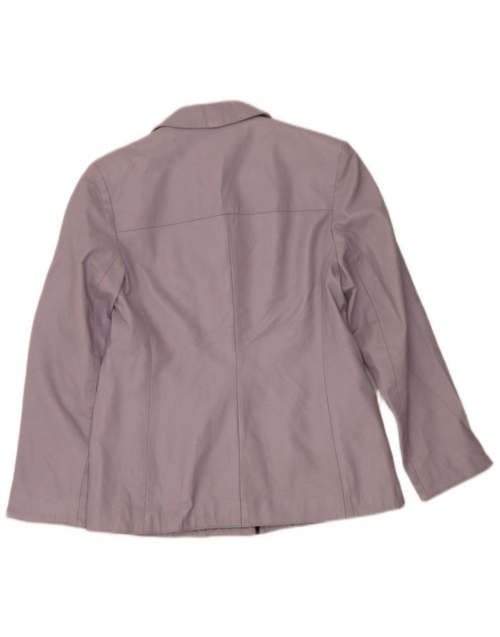 Jaqueta blazer feminina de couro com zíper completo Alta Moda IT 50 XL couro roxo