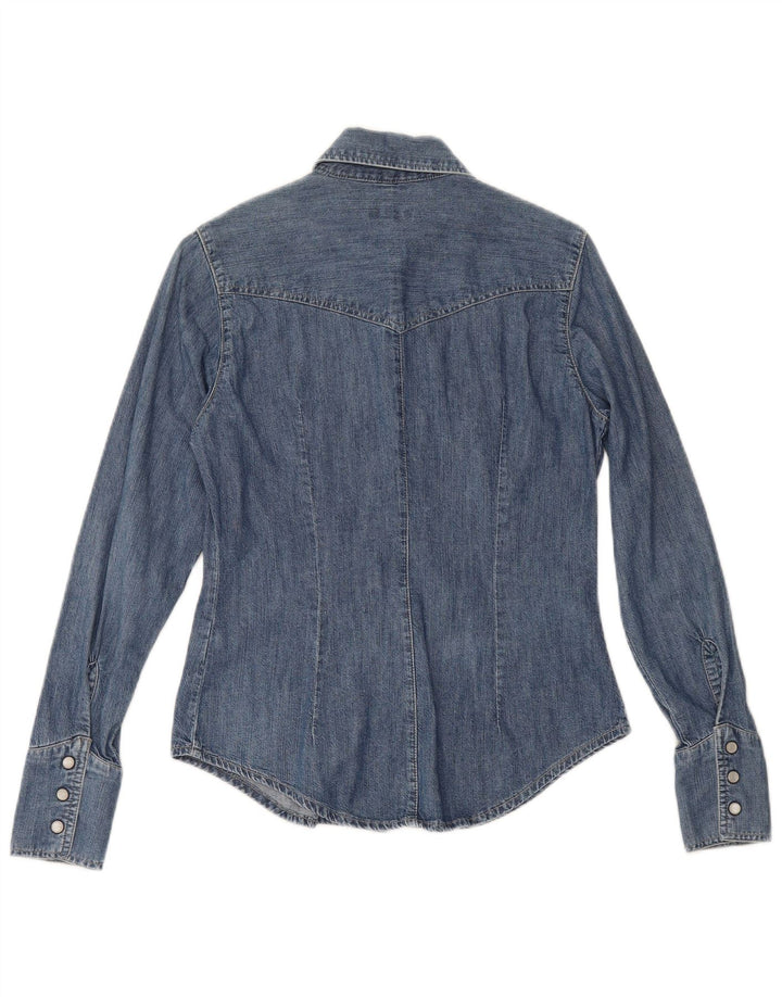 Camisa jeans feminina CARRERA Reino Unido 10 algodão azul pequeno