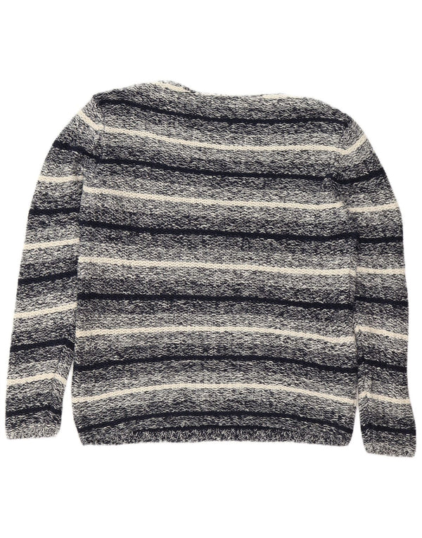 Suéter masculino Jack & Jones com gola canoa XL de algodão listrado azul marinho