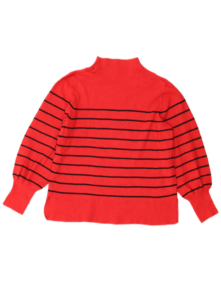 Suéter feminino Marks & Spencer com gola tartaruga Reino Unido 16 listrado vermelho grande