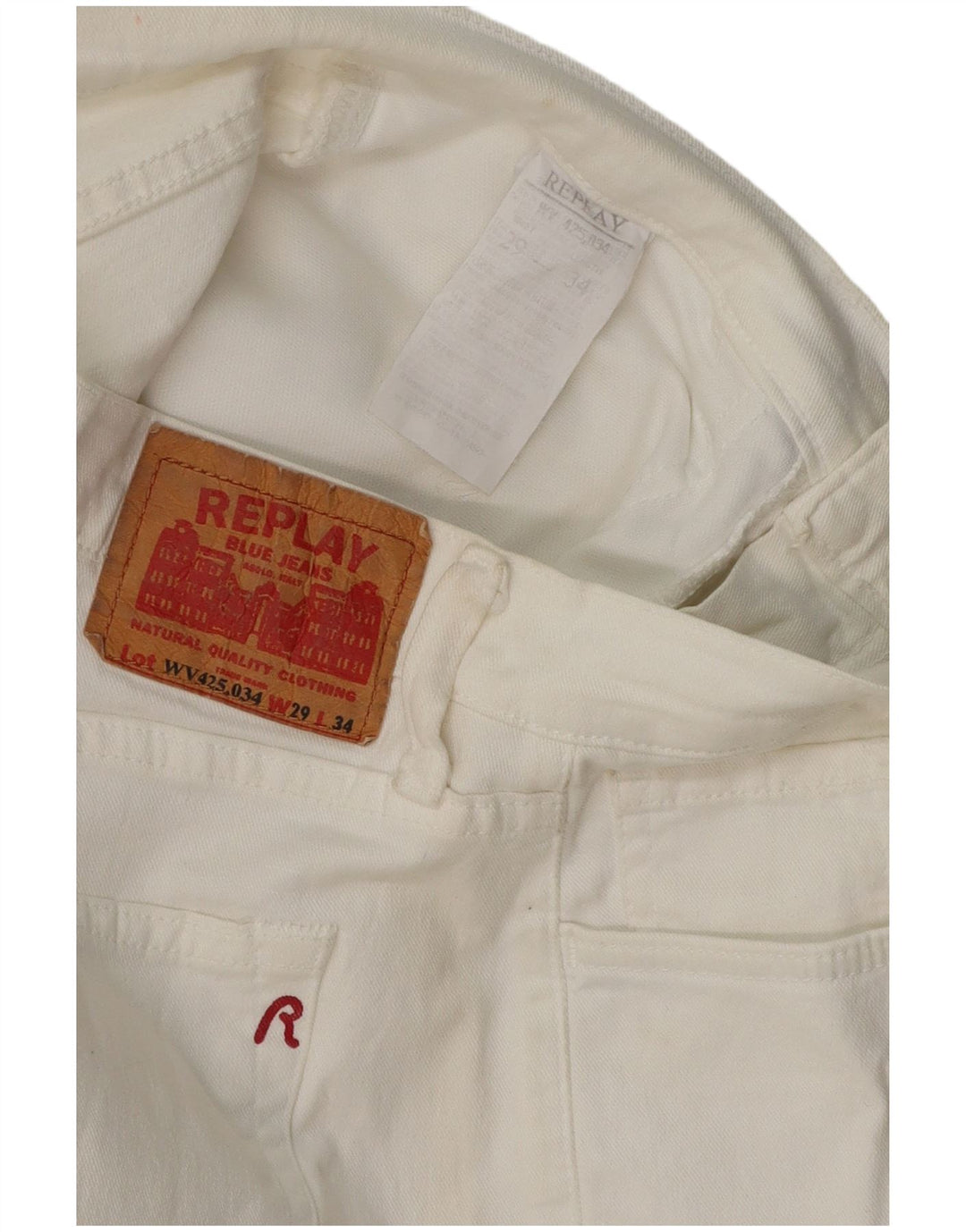 Jeans femininos REPLAY Bootcut W29 L30 branco