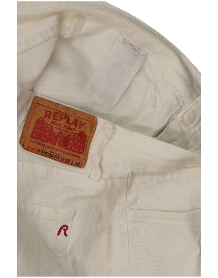Jeans femininos REPLAY Bootcut W29 L30 branco