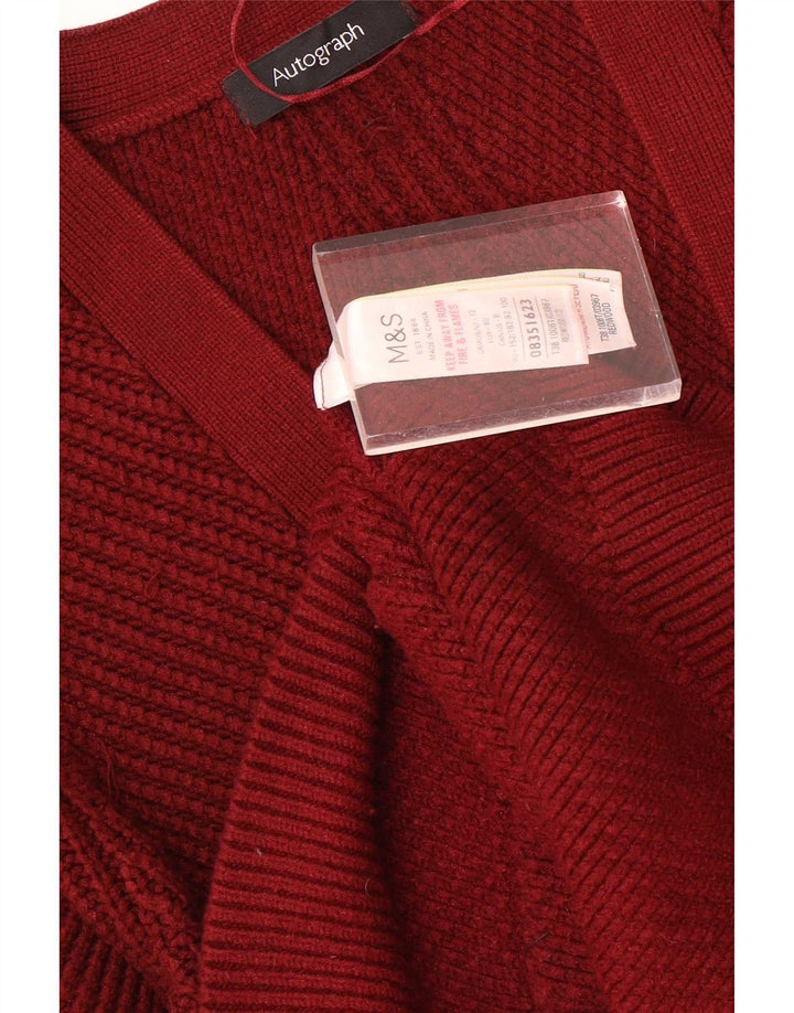 Suéter feminino Marks & Spencer Autograph Cardigan Reino Unido 12 viscose vermelha média