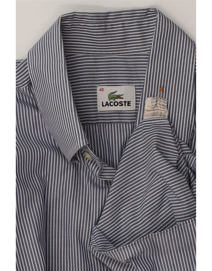 Camisa masculina LACOSTE tamanho 40 algodão listrado azul médio