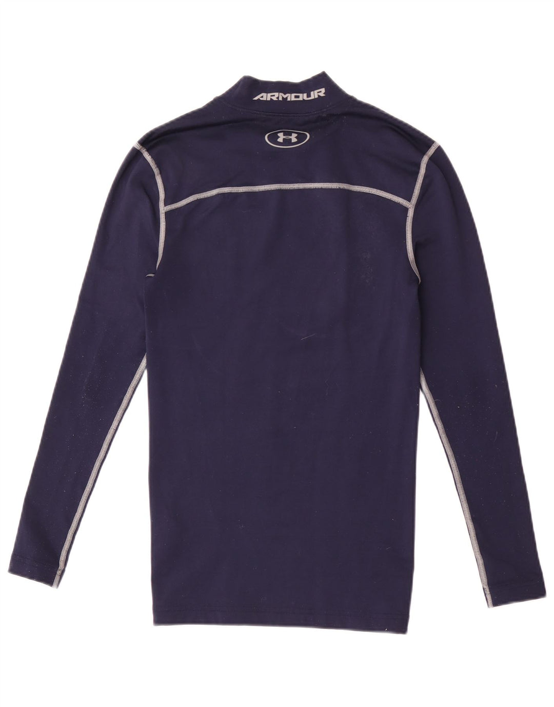 Camiseta masculina Under Armour Cold Gear Graphic manga comprida pequena listrada azul marinho