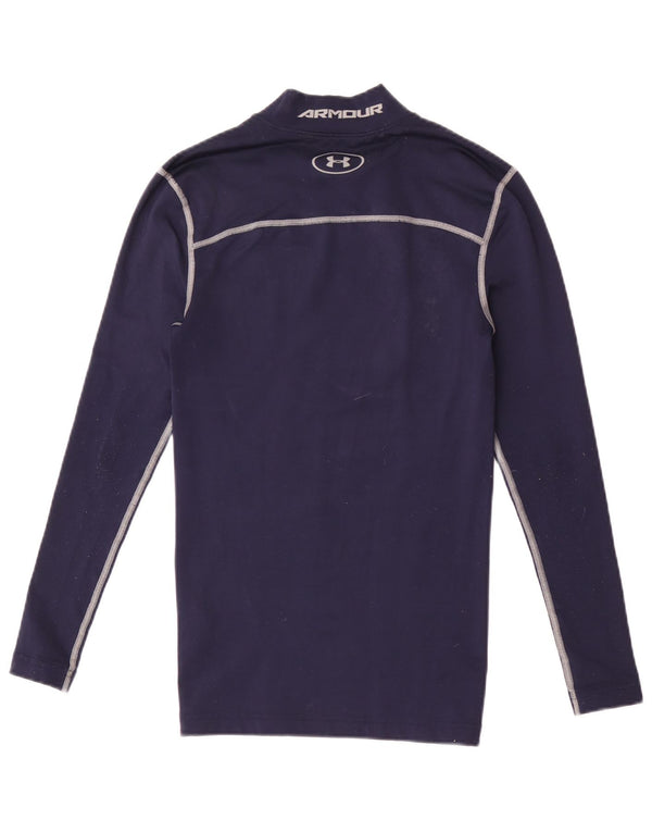 Camiseta masculina Under Armour Cold Gear Graphic manga comprida pequena listrada azul marinho