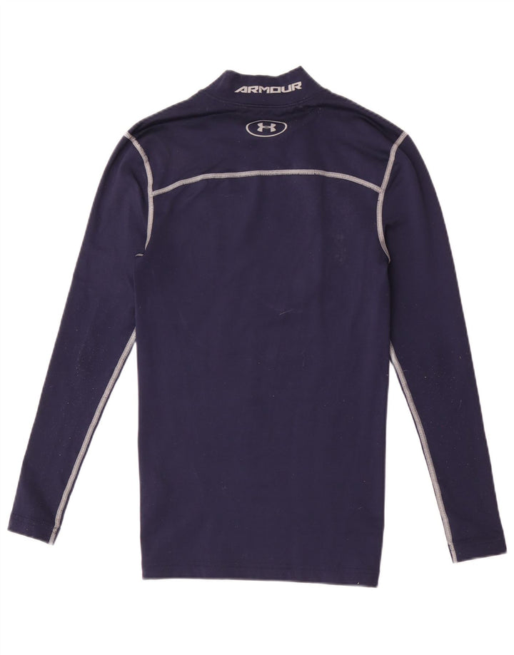 Camiseta masculina Under Armour Cold Gear Graphic manga comprida pequena listrada azul marinho