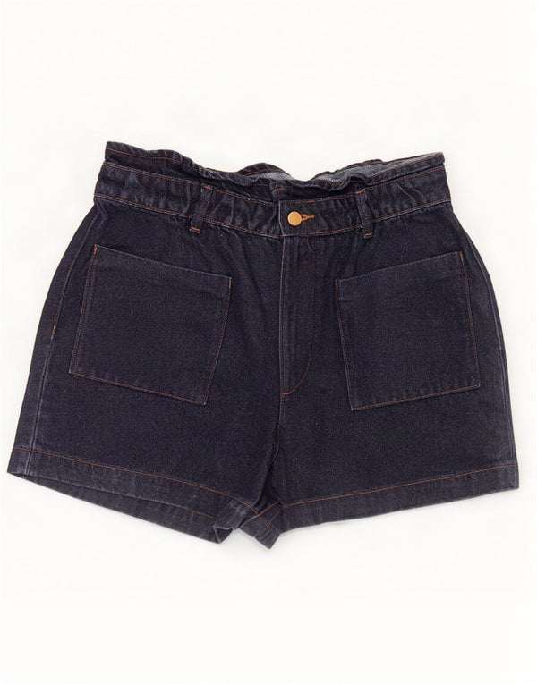 Shorts jeans feminino de cintura alta Zara EU 42 grande W32 azul marinho