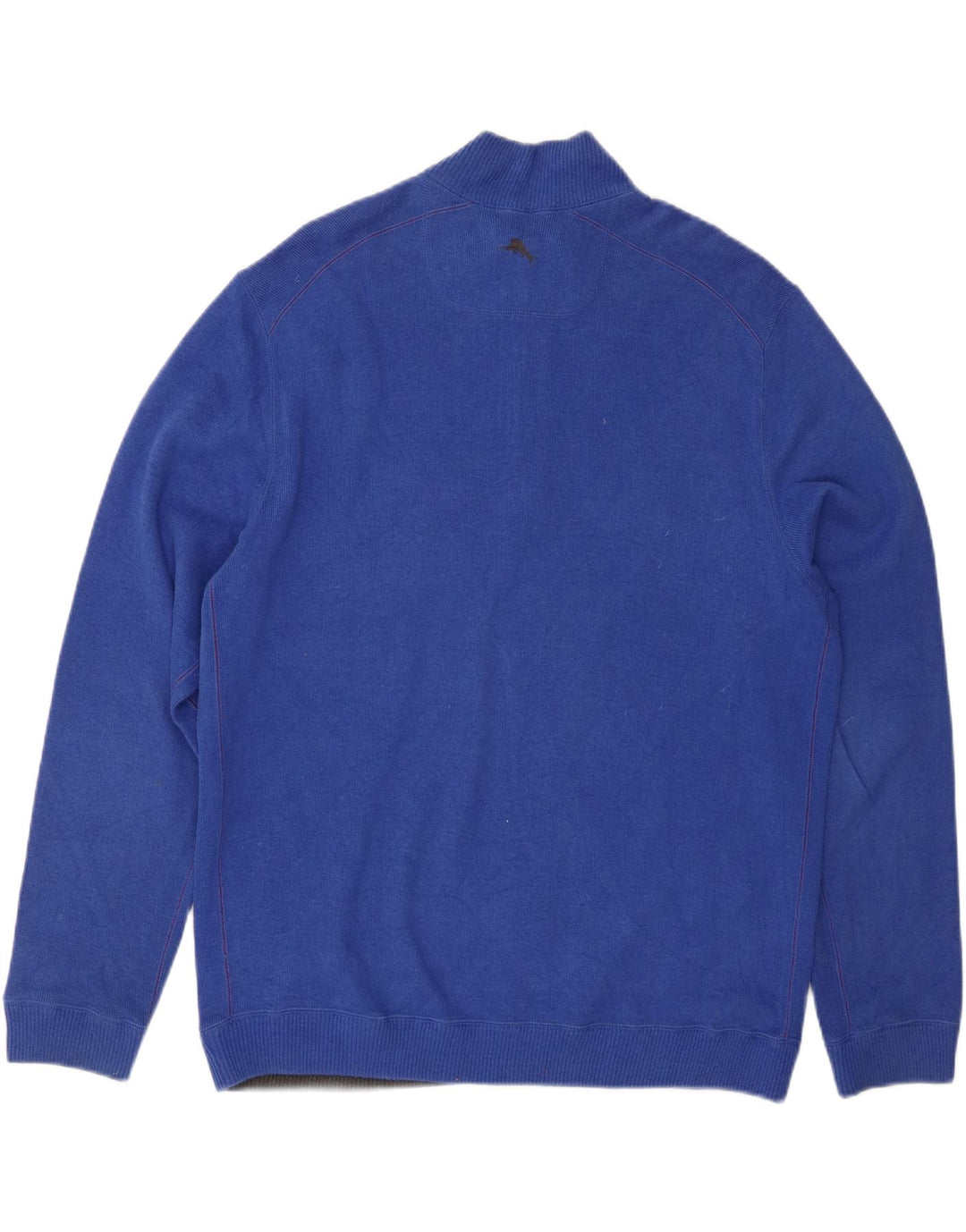 TOMMY BAHAMA Mens Zip Neck Jumper Sweater Large Blue Cotton Vintage Tommy Bahama and Second-Hand Tommy Bahama from Messina Hembry 