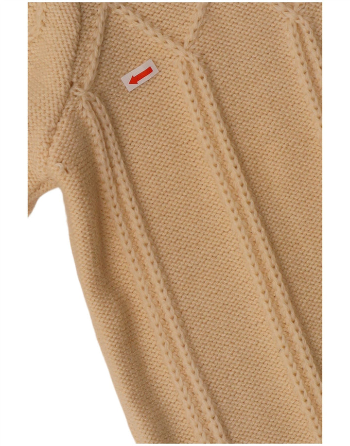 Suéter cardigã feminino vintage Reino Unido 12 lã branca média