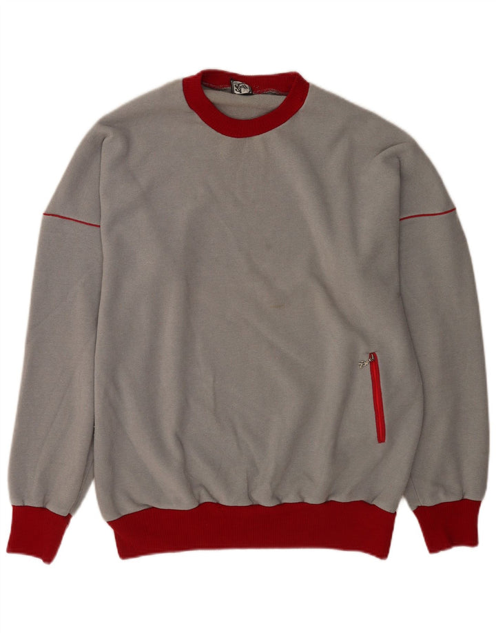 Moletom masculino vintage Jumper IT 54 XL cinza colorblock