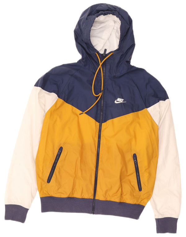 Jaqueta de chuva masculina Nike com capuz UK 36 pequena multicolorida Colourblock Nylon