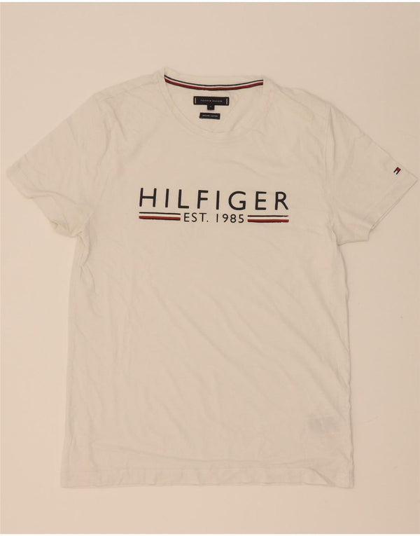 Tommy Hilfiger Camiseta masculina gráfica Top médio algodão branco