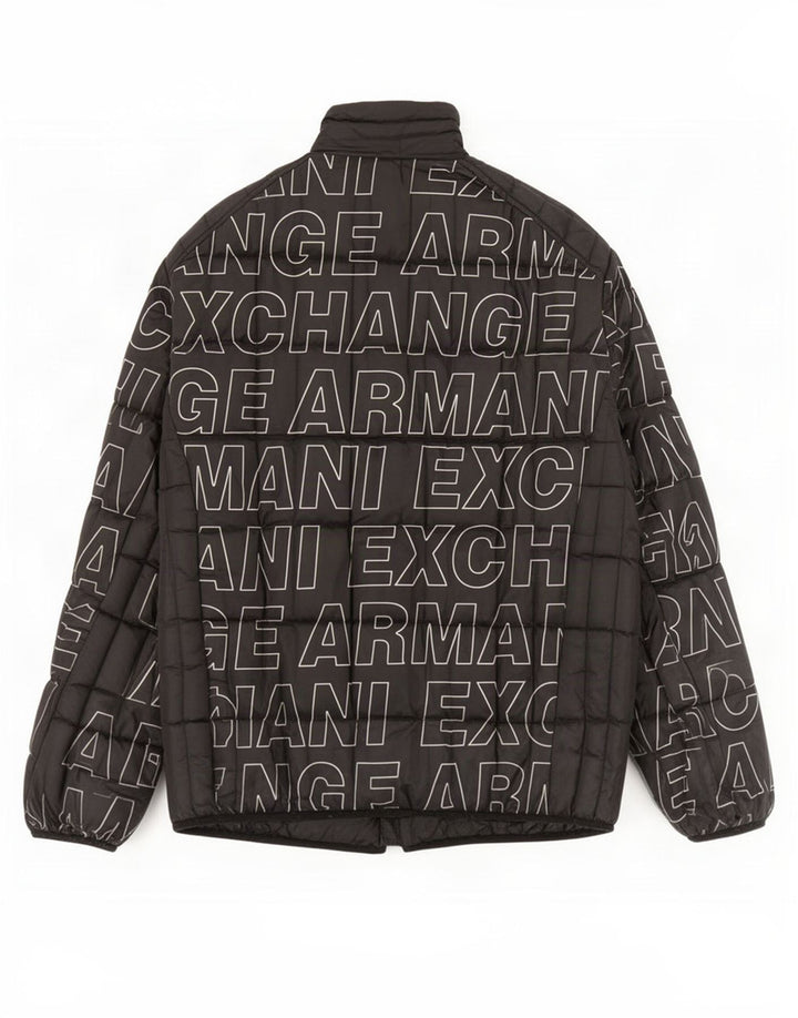 Jaqueta masculina acolchoada gráfica Armani Exchange UK 40 grande preta