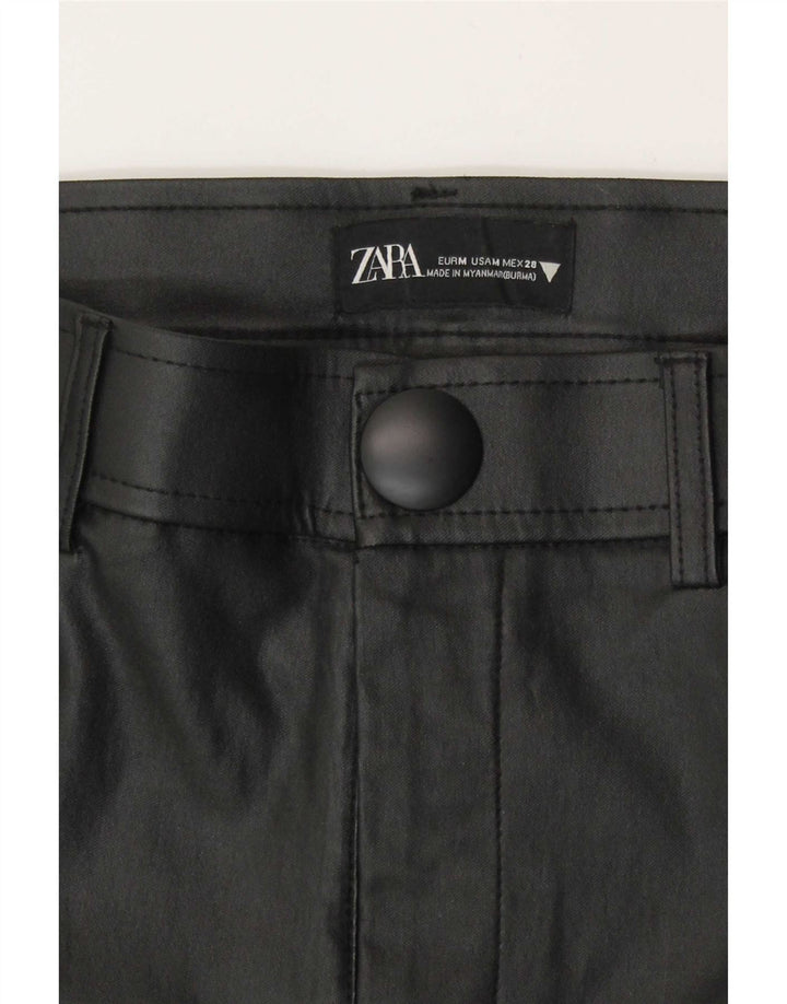 Zara Leggings femininas de couro sintético médio W28 L28 pretas