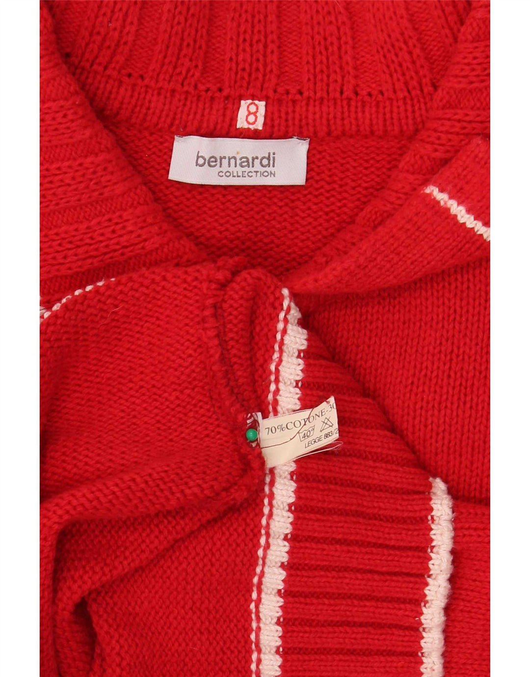 Suéter cardigã feminino Bernardi com zíper completo US 8 algodão vermelho médio