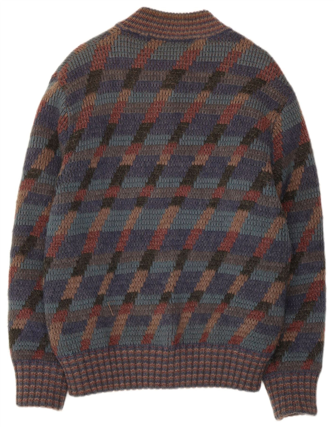 Suéter cardigã masculino vintage médio listrado multicolorido