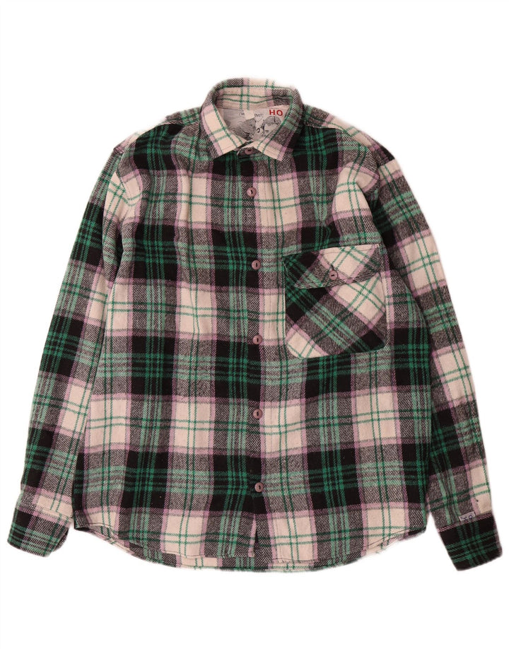 Camisa masculina vintage de flanela média de lã xadrez multicolorida