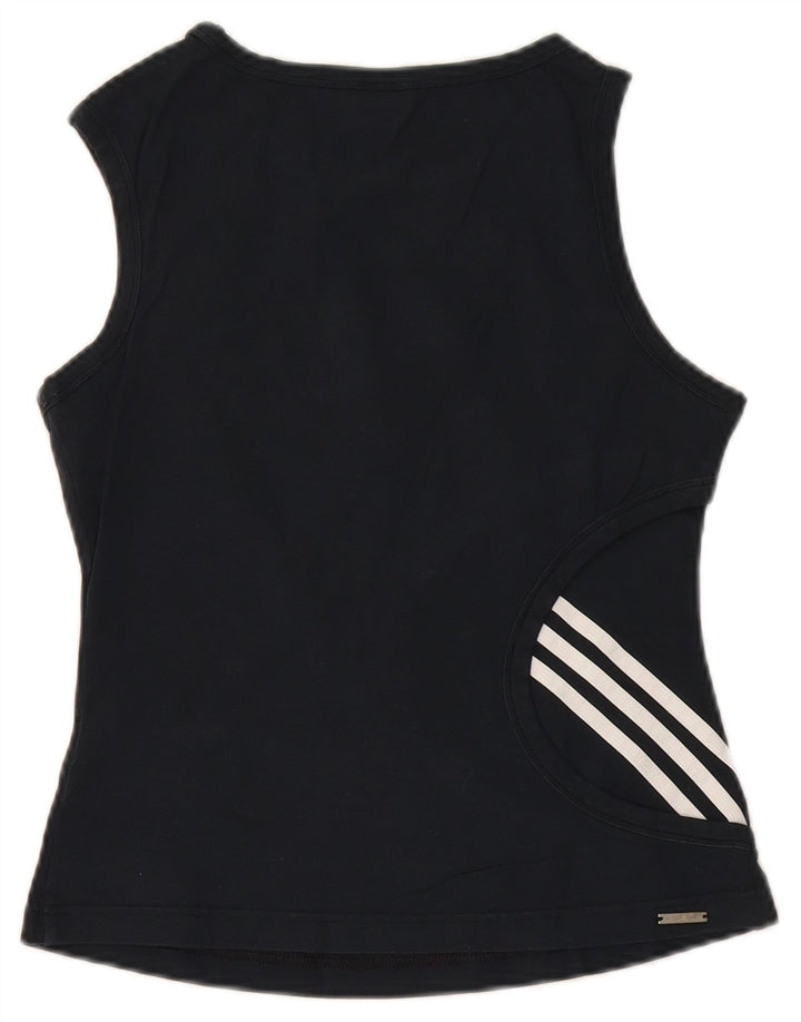 Adidas Womens Vest Top UK 10 Pequeno Algodão Preto