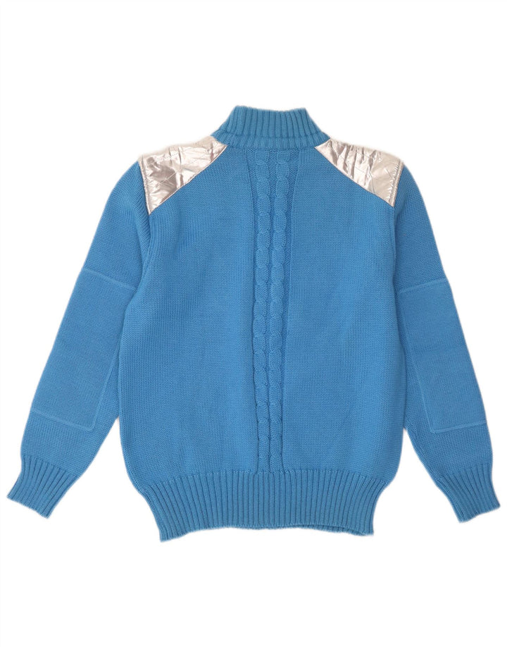 Suéter feminino vintage com gola tartaruga IT 44 bloco colorido azul médio
