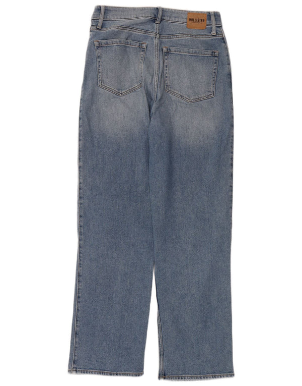 Calça jeans feminina Hollister Dad Straight cintura alta US 7 médio W28 L31 azul