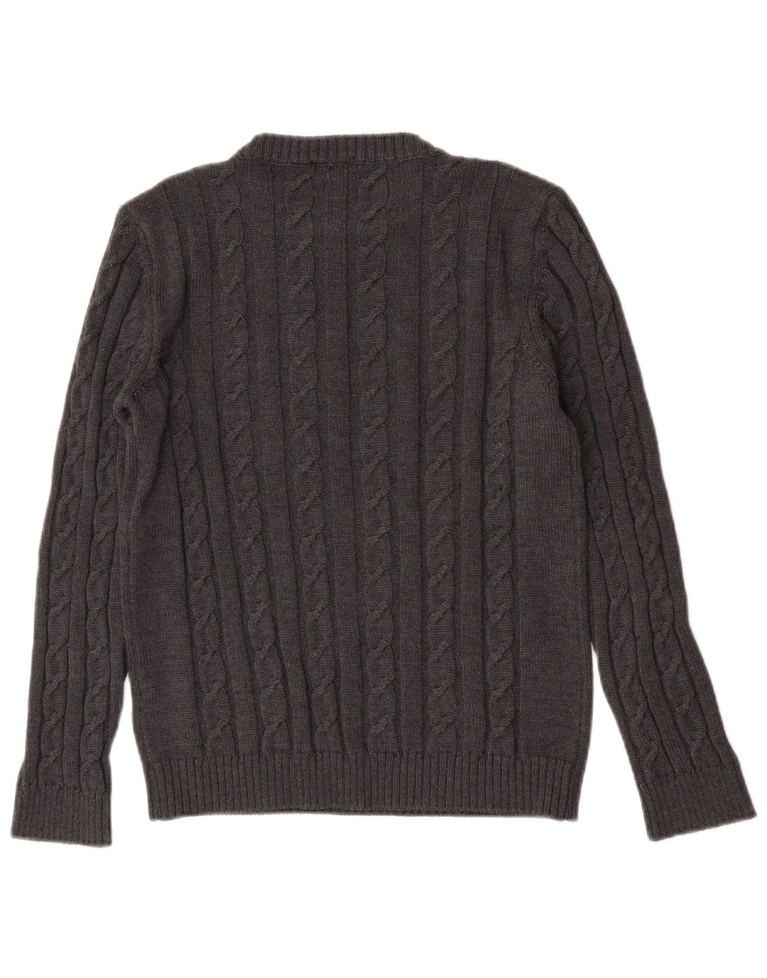 Suéter feminino Refrigiwear com gola redonda, lã virgem cinza médio