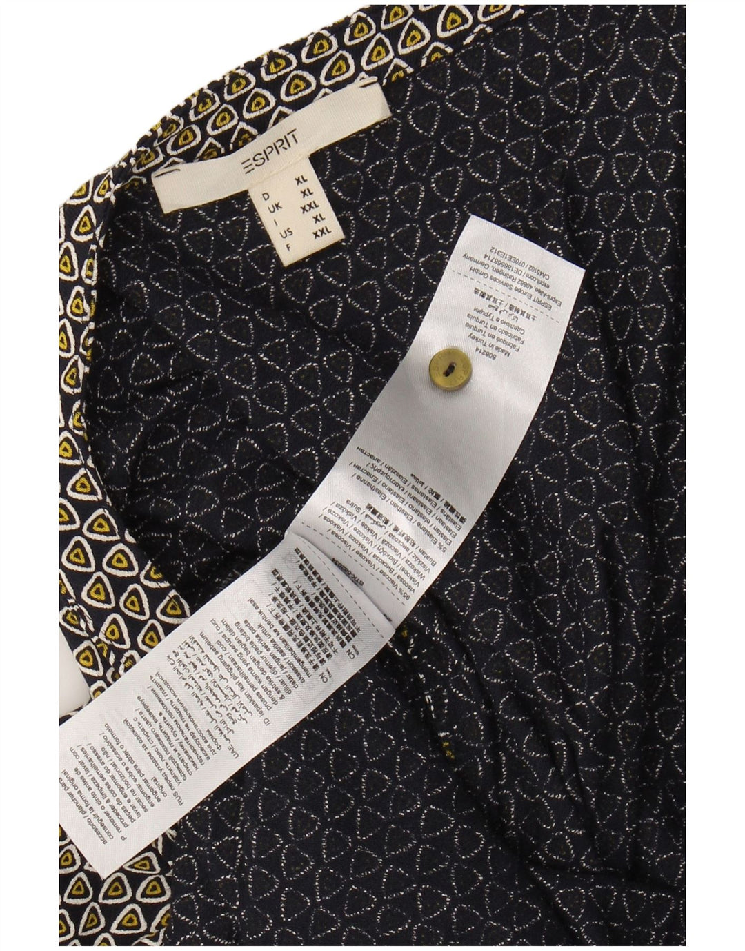 Vestido maxi feminino ESPRIT manga 3/4 Reino Unido 18 XL azul marinho viscose geométrica