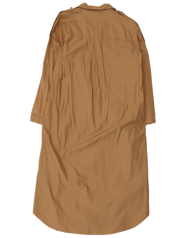 Vestido camisa militar Trafaluc feminino Zara Reino Unido 14 algodão bege médio